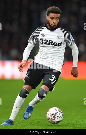 Derby, Derbyshire, Großbritannien. März 2020. Jayden Bogle (37) von Derby County beim FA-Cup-Spiel zwischen Derby County und Manchester United im Pride Park, Derby am Donnerstag, 5. März 2020. (Kredit: Jon Hobley / MI News) Foto darf nur für redaktionelle Zwecke in Zeitungen und/oder Zeitschriften verwendet werden, Lizenz für kommerzielle Nutzung erforderlich Credit: MI News & Sport /Alamy Live News Stockfoto