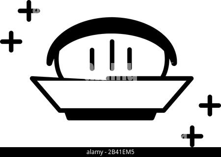 Sushi Orientales Menü in der Schüssel Vektor Illustration Linien-Symbol Stock Vektor