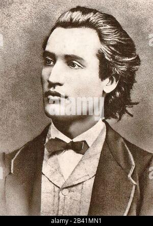 Porträt von Mihai Eminescu - Foto von Jan Tomas (1841-1912) in Prag, 1869 Stockfoto