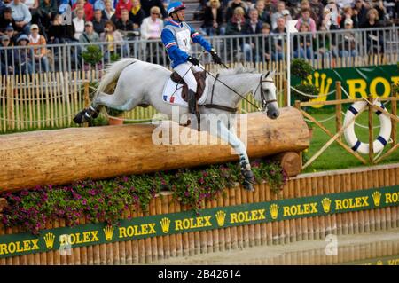 Karin Florent Laghouag (FRA) Reiten machen meinen Tag - Weltreiterspiele Aachen - 26. August 2006, Military Cross Country Stockfoto