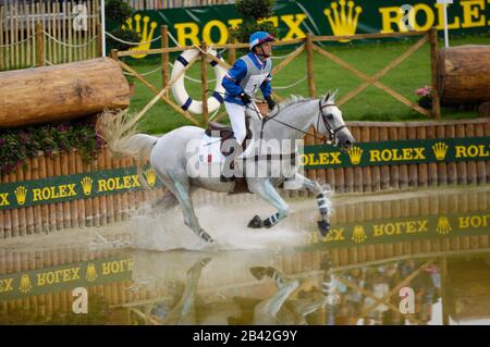 Karin Florent Laghouag (FRA) Reiten machen meinen Tag - Weltreiterspiele Aachen - 26. August 2006, Military Cross Country Stockfoto