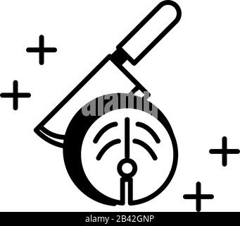 Sushi Oriental Menü Schneiden Messer Fisch Vektor Illustration Linien-Symbol Stock Vektor