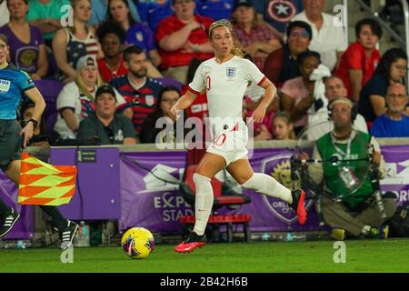 ORLANDO. USA. März 05: Jordan Nobbs of England im Einsatz während des SheBelieves Cup Women's International Freundschaftsspiel zwischen USA-Frauen und England-Frauen im Exploria Stadium in Orlando, USA im Jahr 2020. ***keine kommerzielle Nutzung*** (Foto von Daniela Porcelli/SPP) Stockfoto