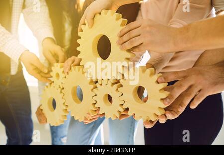 Konzept Business Team kommunizieren Innovationsstrategie Integration universitäre Teamarbeit Vertragsintegration. Stockfoto