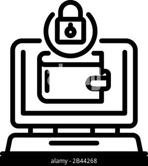 Symbol für sicheres Web-Brieftasche, Outline-Stil Stock Vektor