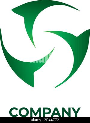 Abstrakte Darstellung des Blattzyklus. Recycle Logo Konzept isoliert auf weißem Hintergrund. Logo-Design-Vorlage. Rettet die Erde, rettet unseren Planeten Stock Vektor