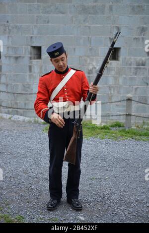 Soldat, Gewehr, Fort Henry, Kingston, Kanada Stockfoto