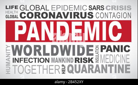Pandemic-bezogene Tags Wort-Cloud-Illustration Stock Vektor