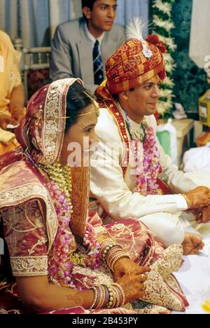 Braut und Bräutigam, indische Hochzeit, bombay, mumbai, maharashtra, Indien, Asien, HERR Stockfoto
