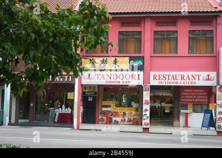 Traditionelle Häuser in Little India, Singapur Stockfoto