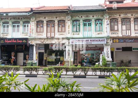 Traditionelle Häuser in Little India, Singapur Stockfoto