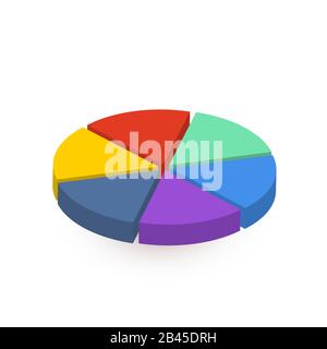 Helle bunte Tortendiagramm in sechs Stücke auf weiß geteilt Stock Vektor
