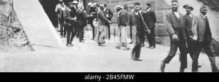 Mahatma Gandhi passive Widerstände aus Johannesburg Fort Prison, Südafrika, Januar 1908, alten Jahrgang 1900s Bild freigegeben Stockfoto