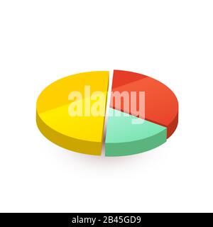 Bunte Tortendiagramm in drei Stücke auf weiß geteilt Stock Vektor