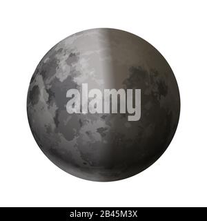 Heller realistischer Mond mit Halbschatten auf Weiß Stock Vektor