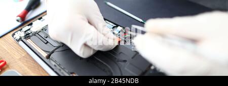 Notebook Reparatur Techniker mit dem Werkzeug Stockfoto