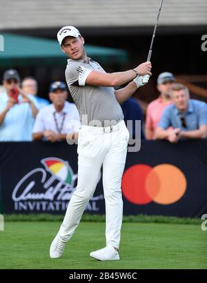 Orlando, Vereinigte Staaten. März 2020. 5. März 2020 - Orlando, Florida, Vereinigte Staaten - Danny Willett von England ist während der ersten Runde des Arnold Palmer Invitational Golfturniers im Bay Hill Club & Lodge am 5. März 2020 in Orlando, Florida, auf der 10. Bohrung abgesteckt. Credit: Paul Hennessy/Alamy Live News Stockfoto