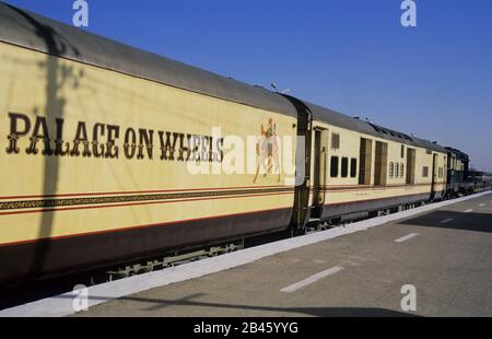 Züge Eisenbahn, Palast im Radzug, Gänseblümchen, rajasthan, Indien, Asien Stockfoto