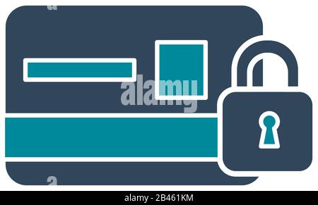 Kreditkarte mit Vorhängeschloss Silhouette Symbol Design des Sicherheitssystems Warnschutz Gefahr Webwarnung und Safe Design Vector Illustration Stock Vektor