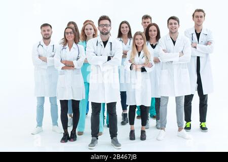 Der junge Arzt stellt einem Dozenten während eines Seminars eine Frage Stockfoto