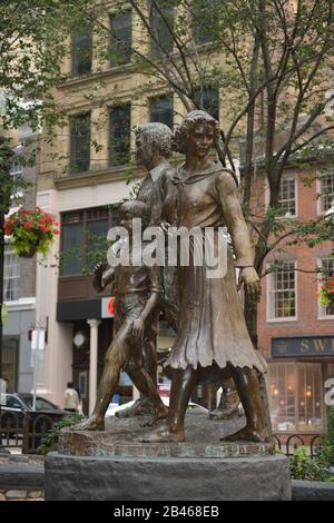 Irische Hungersnot Memorial School Street, Boston, Massaschusetts, USA Stockfoto