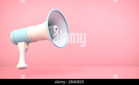 3D-Rendering-Megafon auf pinkfarbenem Hintergrund Stockfoto