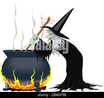 Hexen Cauldron Vector Cartoon Stock Vektor