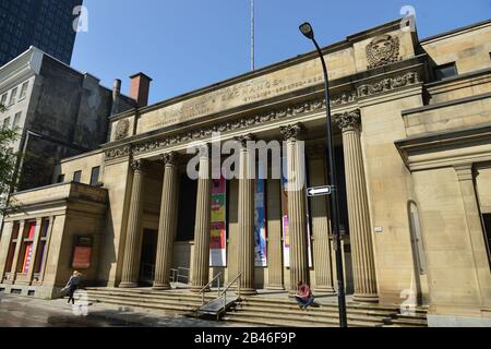 Alte Boerse, Rue Saint-François-Xavier, Montreal, Quebec, Kanada/Börse Stockfoto