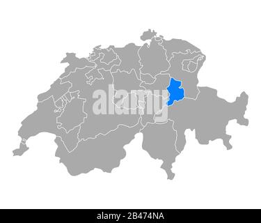 Karte von Glarus in der Schweiz Stockfoto
