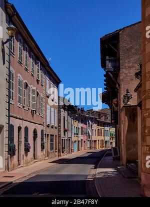 Frankreich, die Stadt Tournus, das Bourgogne-Franche-Comté, Tournus, das antike römische castrum, ist seit dem VI. Jahrhundert dank eines Heiligtums bekannt, das dem heiligen Valerian gewidmet ist, das im zweiten Jahrhundert gemartert wurde. Mit der Ankunft der aus Noirmoutier stammenden Mönche, die die Reliquien des Patrons Sankt Philibert mit sich führten, wurde die Stadt ab dem neunten Jahrhundert zu einem wichtigen religiösen Zentrum. Stockfoto