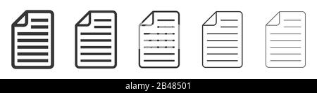 Symbolsatz für Papierdokumente. Lineare Dateisymbole. Papiersymbole. Vektorgrafiken. Stock Vektor