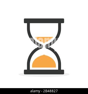 Sandglassymbol isoliert. Sanduhrsymbol in flacher Ausführung. Uhrzeit- oder Uhrsymbol. Vektorgrafiken. Stock Vektor