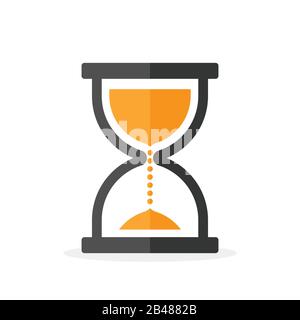 Sandglassymbol isoliert. Sanduhrsymbol in flacher Ausführung. Uhrzeit- oder Uhrsymbol. Vektorgrafiken. Stock Vektor