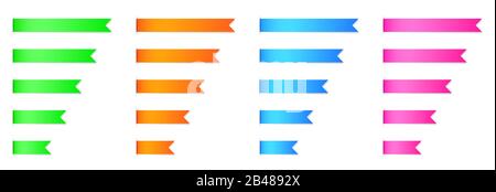 Satz leerer Farbband-Tags auf weiß. Vektorgrafiken. Farbetiketten oder Banner isoliert. Lesezeichen oder Aufkleber Stock Vektor
