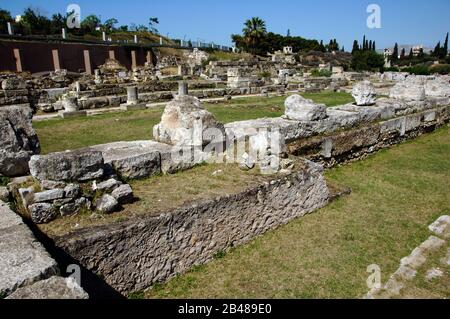 Griechenland, Athen. Gebiet von Kerameikos (Ceramicus). Sein Name leitet sich von "Töpferviertel" ab. Nordwestlich der Akropolis. Alter Friedhof. Ruinen. Stockfoto