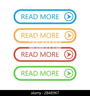 Set mit Schaltflächen Zum Lesen Weiterer Informationen. Farbige Vektorschaltflächen isoliert. Webschaltflächen. Stock Vektor