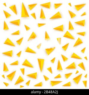 Abstrakter gelber Hintergrund. Vektorhintergrund mit hellen Dreiecken. Heller geometrischer Hintergrund. Stock Vektor