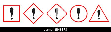 Gefahrenschild. Warnsymbol. Warnschild "Gefahr". Warnschild mit Ausrufezeichen. Satz von Vektorsymbolen Stock Vektor