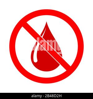 Kein Bluttropfenschild auf weißem Hintergrund. Verbotene Zeichen des Blutspenders. Konzept der Blutspende. Vektorgrafiken. Stock Vektor