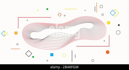 Abstrakter geometrischer Hintergrund. Vektorhintergrund mit linearen Elementen. Farbgeometrische dynamische lineare Kurven. Stock Vektor