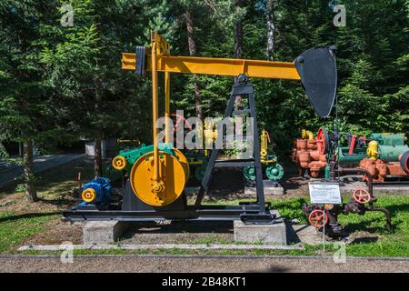 Konik 1000, Ölquelle Pumpe Jack, die beliebteste in Polen, Ignacy Łukasiewicz Museum der Öl- und Gasindustrie in Bobrka, Kleinpolen, Polen Stockfoto