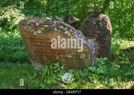 Grabsteine auf dem jüdischen Friedhof in Rymanow, Malopolska, Polen Stockfoto