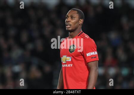 März 2020, Pride Park Stadium, Derby, England; Emirates FA Cup 5th Round, Derby County gegen Manchester United: Odion Ighalo (25) von Manchester United Stockfoto