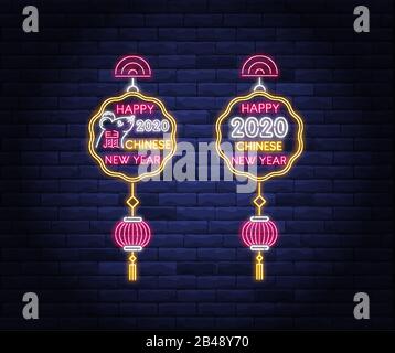 Frohes chinesisches Neujahr 2020-Jahresplakat Stock Vektor