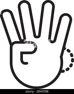 Signallinienstil mit vier Händen Stock Vektor