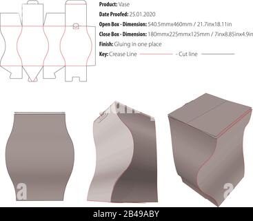 Vase Box Schablone Matrize Cut Vektor Stock Vektor