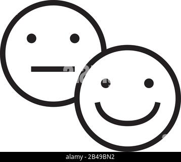 Traurige und fröhliche Emoticons stehen im Linienstil Stock Vektor