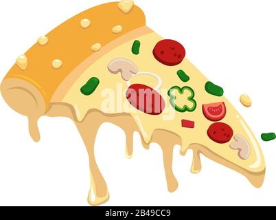 Abbildung der Pizza-Scheibe mit weißem Hintergrundvektor Stock Vektor