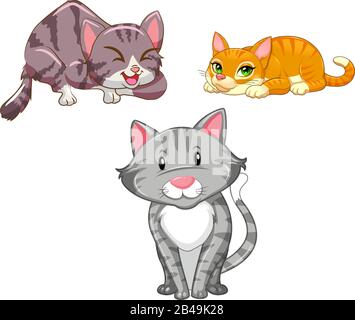 Darstellung von Katzen mit weißem Hintergrundvektor Stock Vektor
