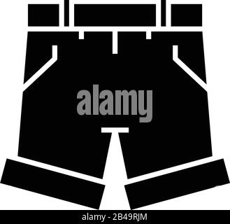 Shorts Black Icon, Konzeptdarstellung, Vektor-Flat-Symbol, Glyph-Zeichen. Stock Vektor